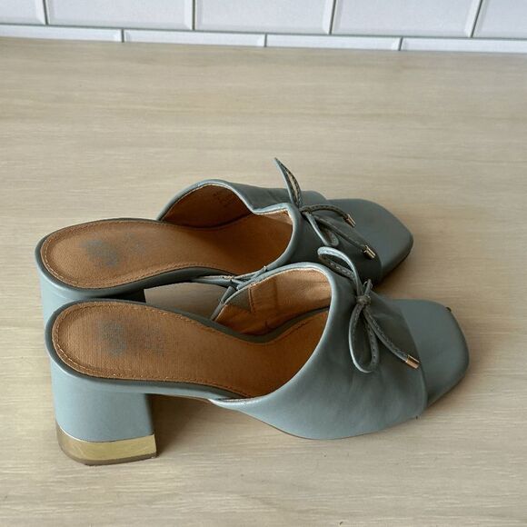 Good Choice New York Powder Blue Adison Block Heel Mules Size 7 - Picture 7 of 12